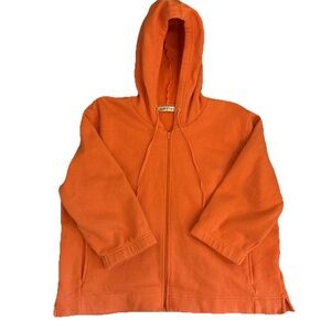ORVIS Women's Orange 3/4 Sleeve Zip Up Hoodie Sweatshirt Size XL Cotton Blend